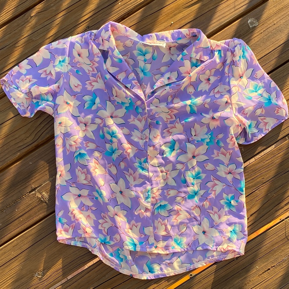 Floral vintage Shirt in Purple and Blue